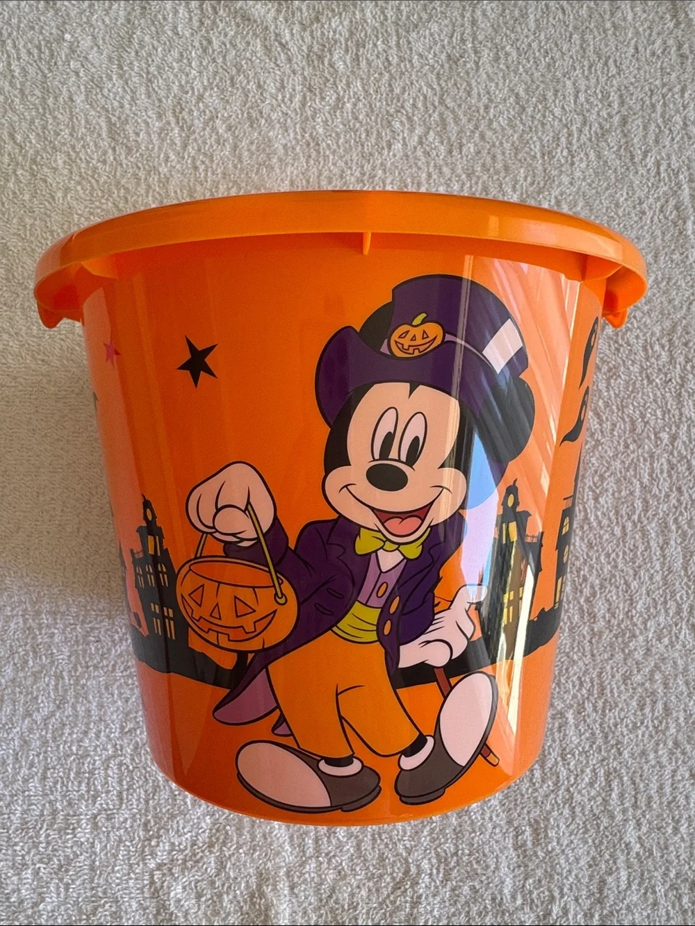 Disney Orange Mickey Mouse Halloween Treat Candy Bucket